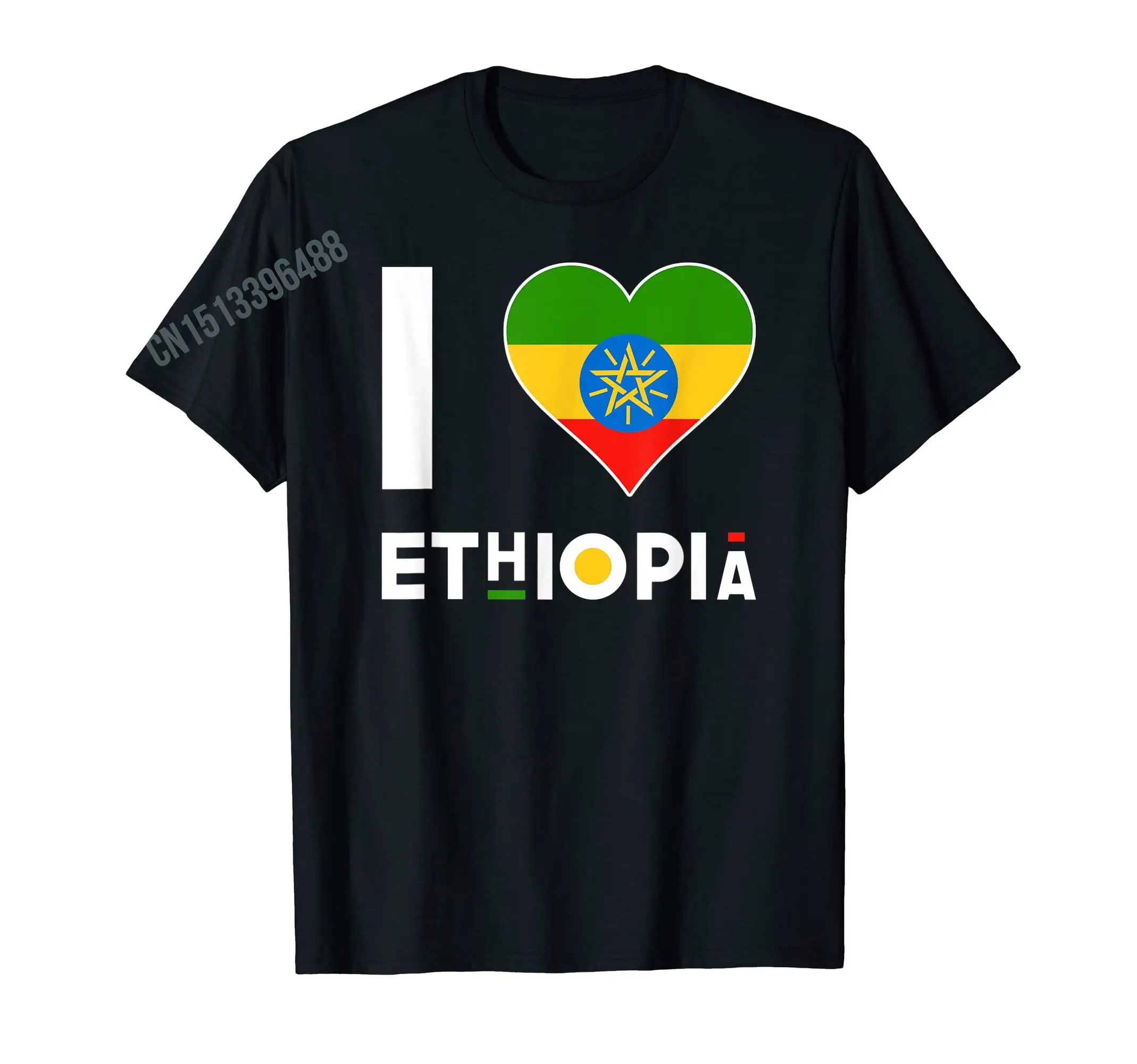 More Design I Love Ethiopia Ethiopian Love Heart Flag T-Shirt For Men Women T Shirt Tops Cotton Tees