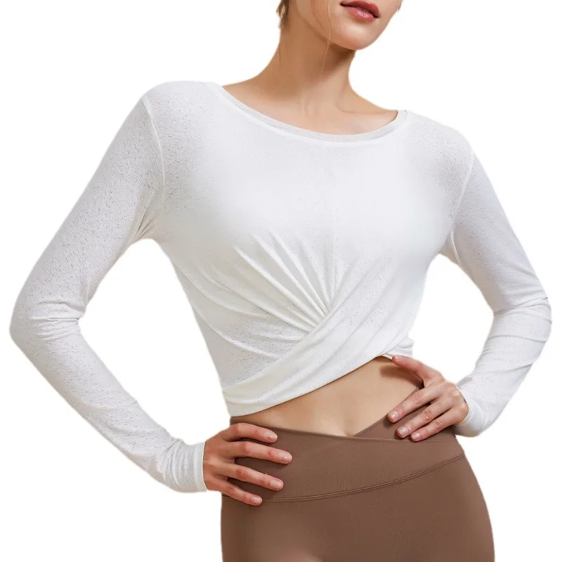 Spring/Summer Yoga Top: Long-Sleeve T-Shirt—Two-in-One Workout Top for Women, Loose-Fit Running and Yoga Clothing