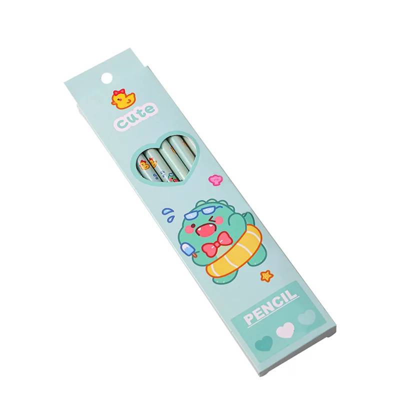 6pcs/set Cartoon Pencil HB Sketch Drawing Writing Pencils With Eraser Student School Office Supply Kawaii Stationery Kids Gift