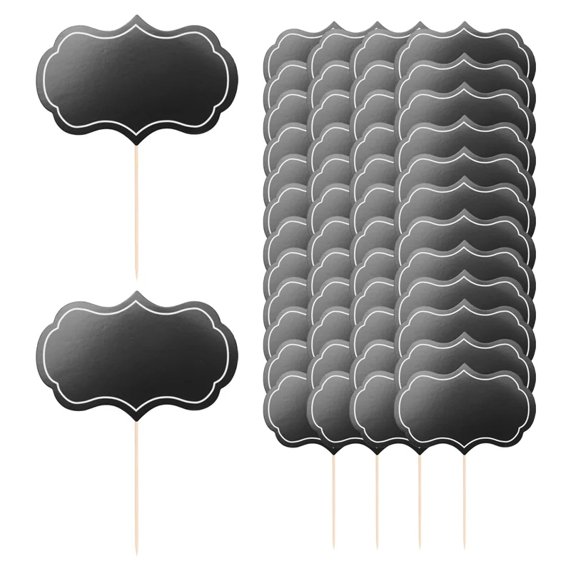 50 piezas marcadores de queso para tablero de charcutería etiquetas de Buffet etiquetas de alimentos banderas de palillo de dientes en blanco señales de aperitivo pizarra-ABAJ