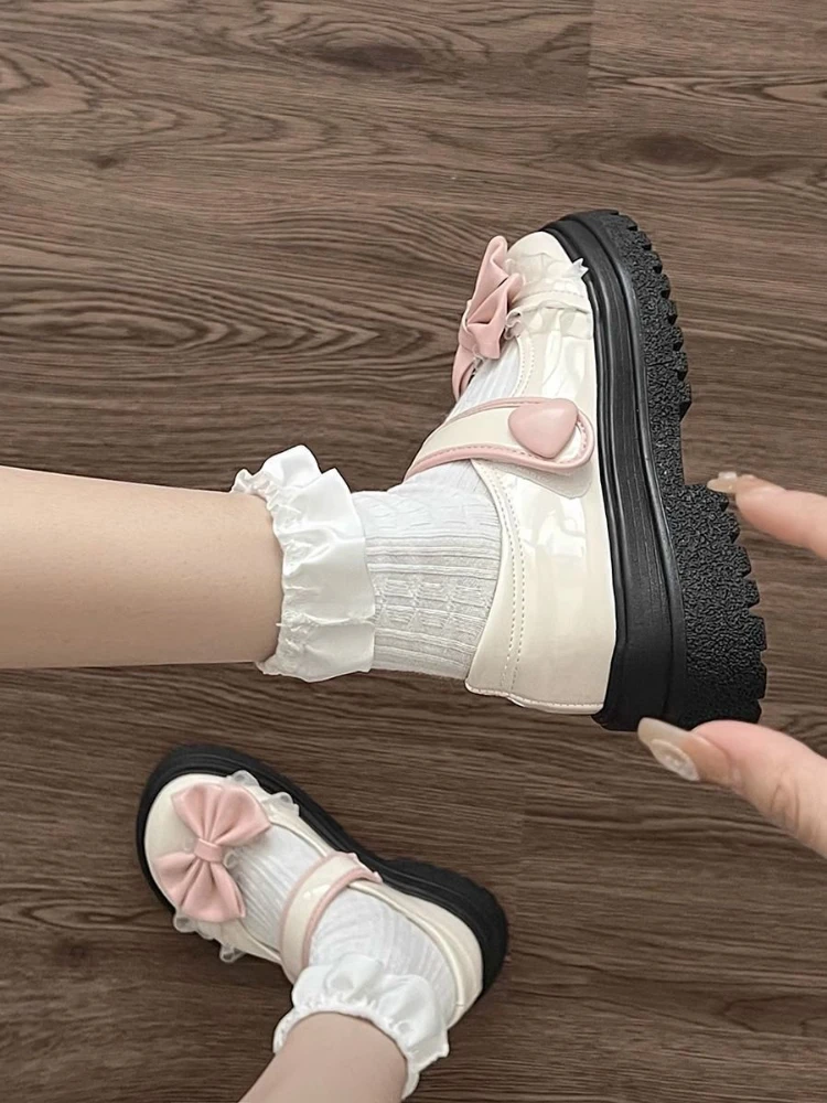 Sweet Lovely Lolita Mary Jane Small Leather Shoes Women 2024 New Summer Thick Soles Shoes Female All Match Uniform Single Shoes