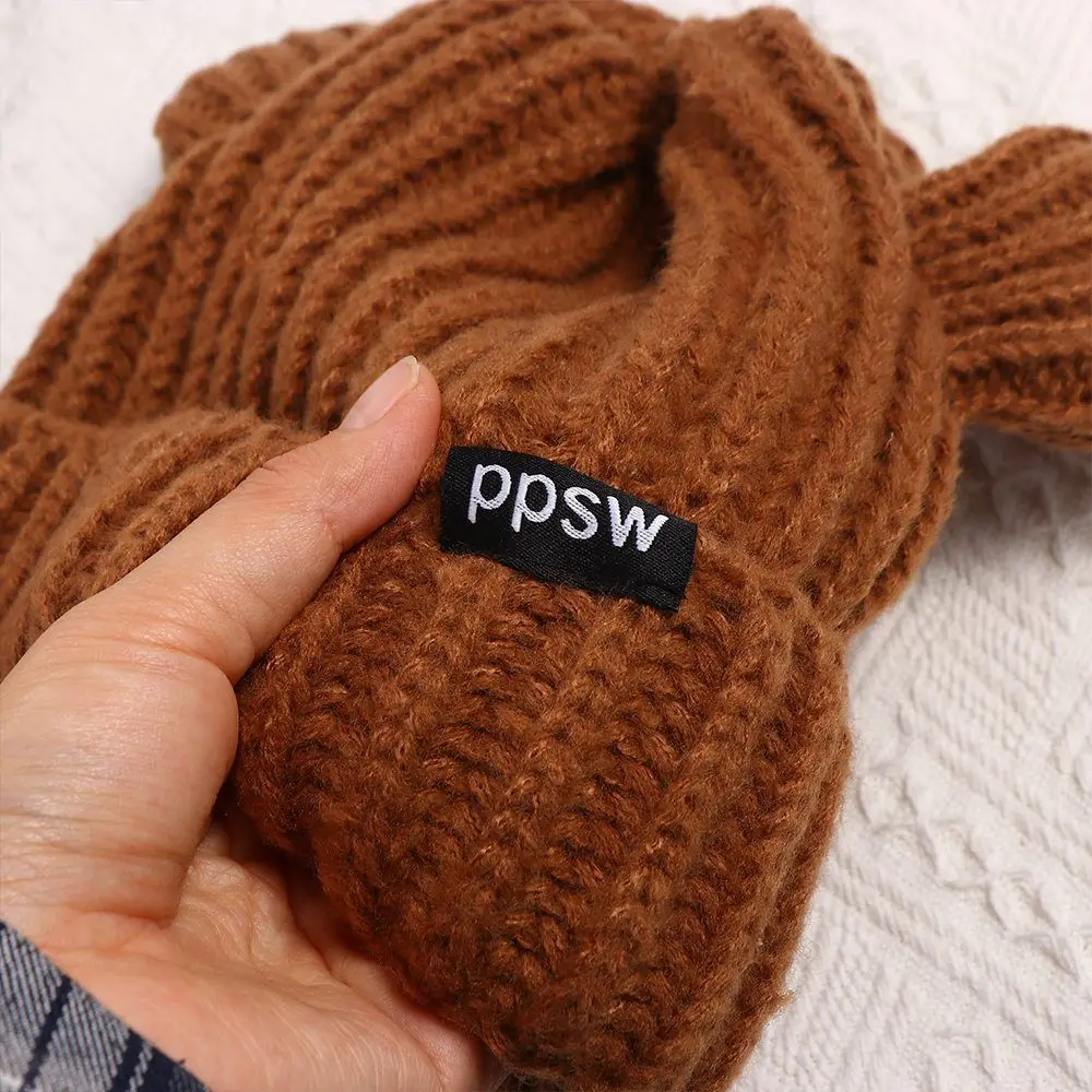 

Fashion Letter Bear Ears Knitted Hat Beanie Hat Skull Cap Cat Ears Beanie Woolen Hat All-match Winter/Autumn
