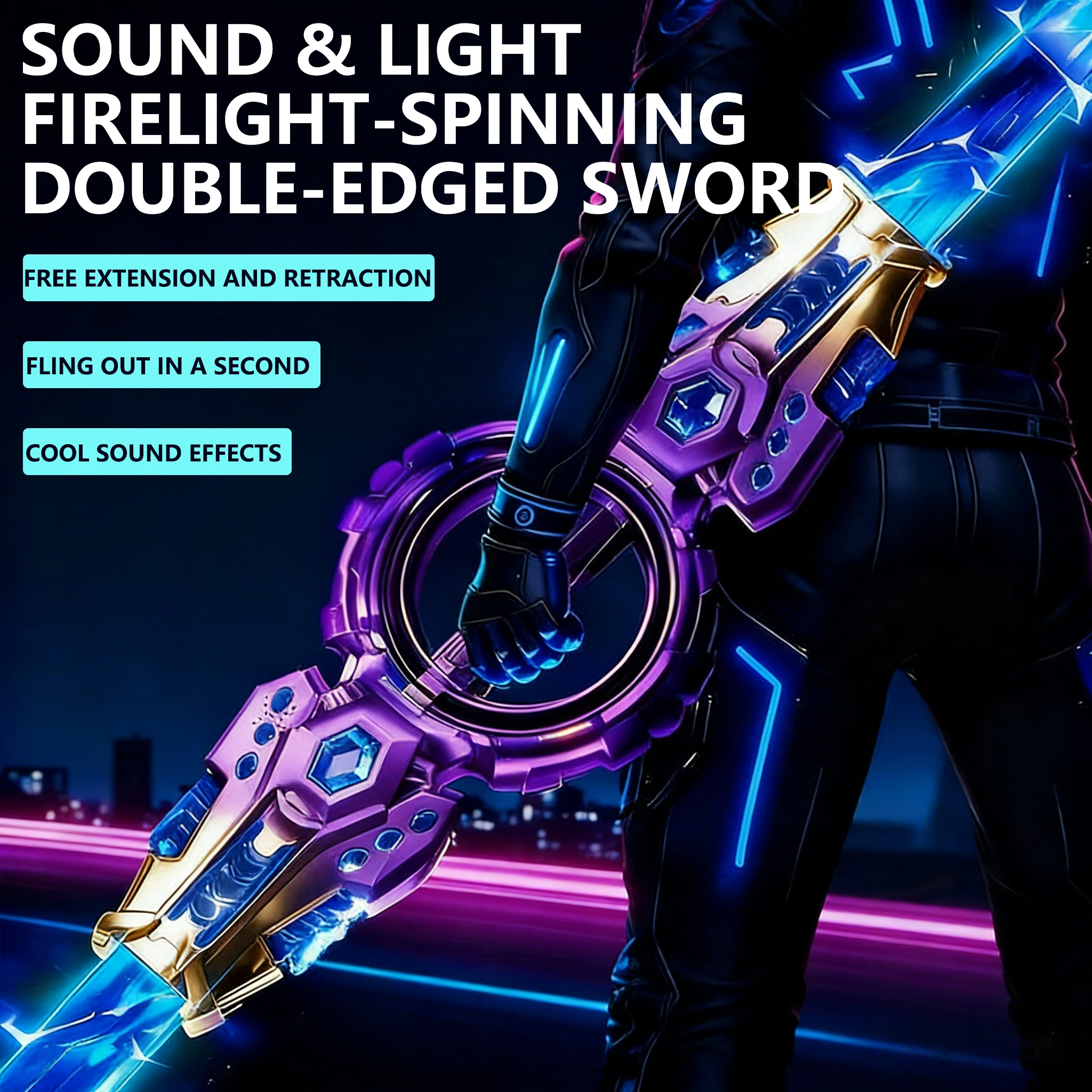 

Звуковой и световой вращающийся меч с 14 разноцветными светодиодами, светящийся меч для косплея, игрушка для вечеринок, интерактивная игрушка для всей семьи, для детей и взрослых