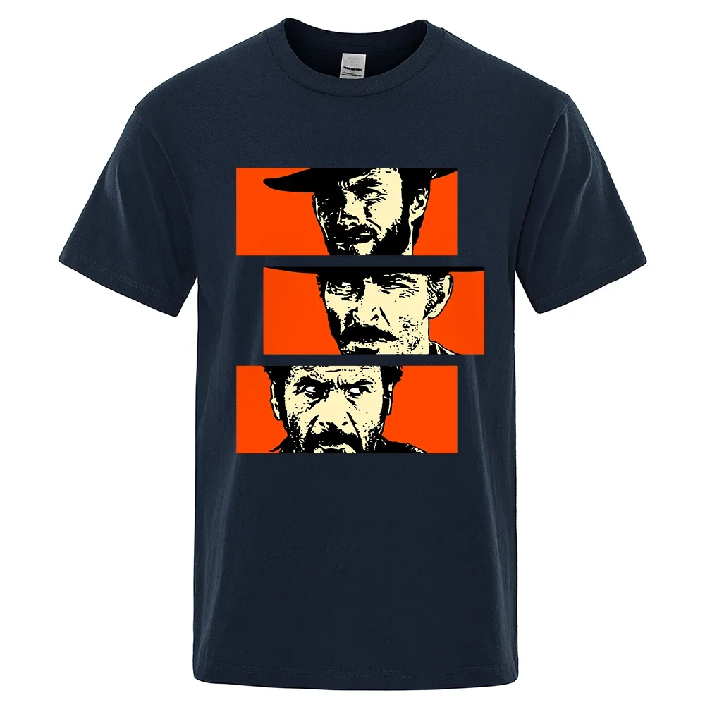 The Good the Bad and Ugly Blondie Angel Eyes Tuco Cowboy T Shirt Men Women Il Buono Brutto Cattivo Loose Cotton Unisex Tee