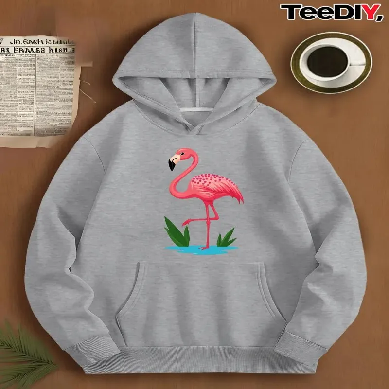 

Зима-Осень, женский свитшот большого размера, женская одежда больших размеров, розовый фламинго, стразы, художественный дизайн, дышащая мягкая теплая ткань