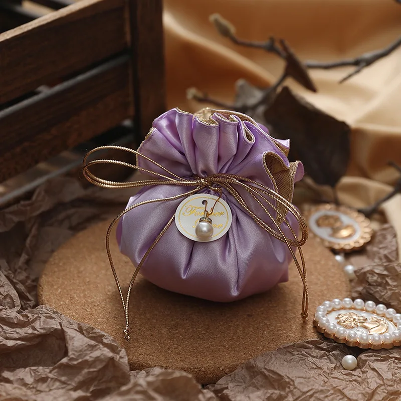 10/20/30 قطعة أكياس الهدايا الفاخرة عيد الميلاد حفلة عيد ميلاد أكياس الحلوى الشوكولاته كيس التعبئة والتغليف مع اللؤلؤ لوازم الزفاف #5