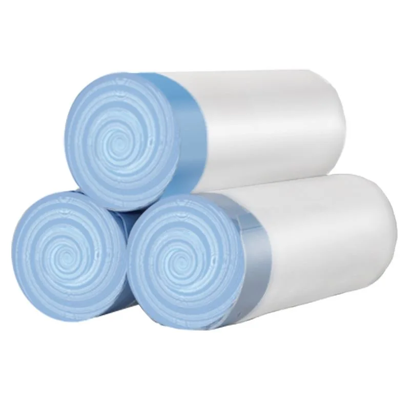 Müllsäcke mit Kordelzug – verdickte, tragbare, große Haushaltsmüllsäcke, weißer Kunststoff mit Zugbinder