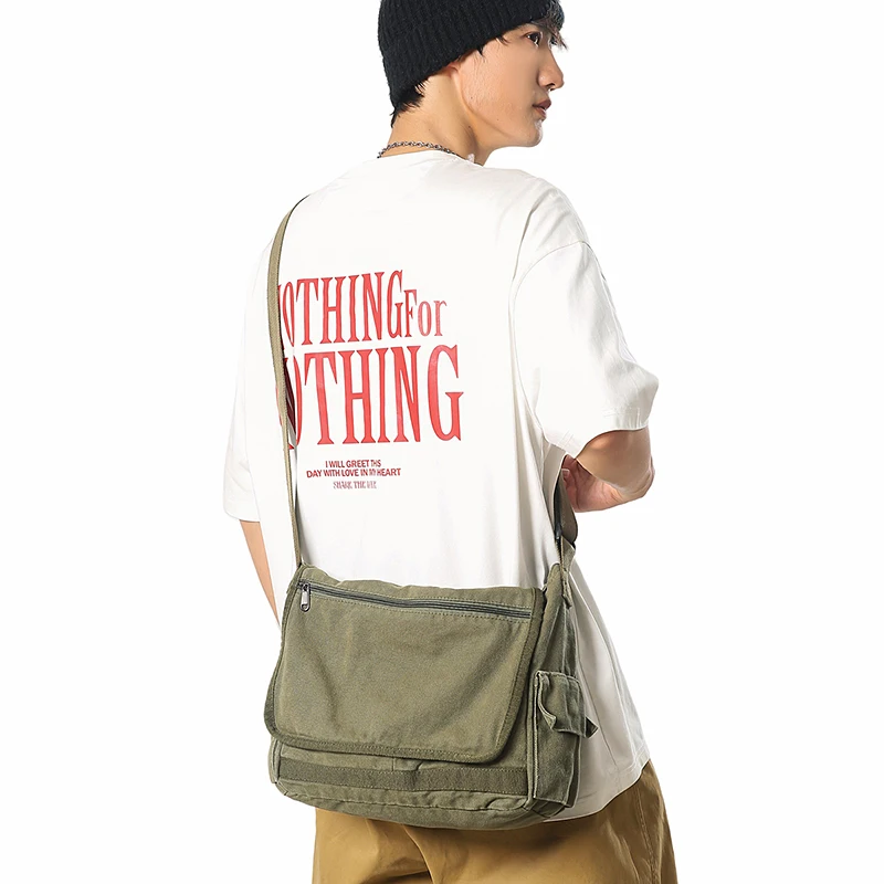 

Green Canvas Women's Bags Vintage Shoulder Cross Bag Eco Bag Korean Messenger Bag Y2K Tote Bag Designer Handbags Female Pockets