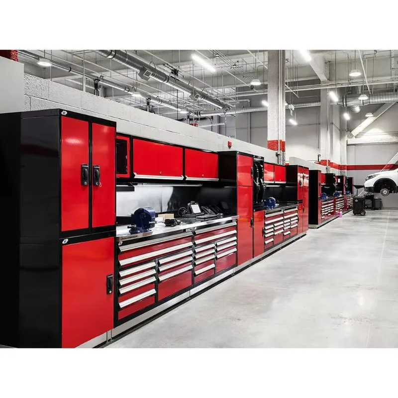 Garage Tool Cabinet Mobile Heavy Duty Workshop Storage Metal Workbench Mobile Tool Trolley Workstation Combo Tool Box