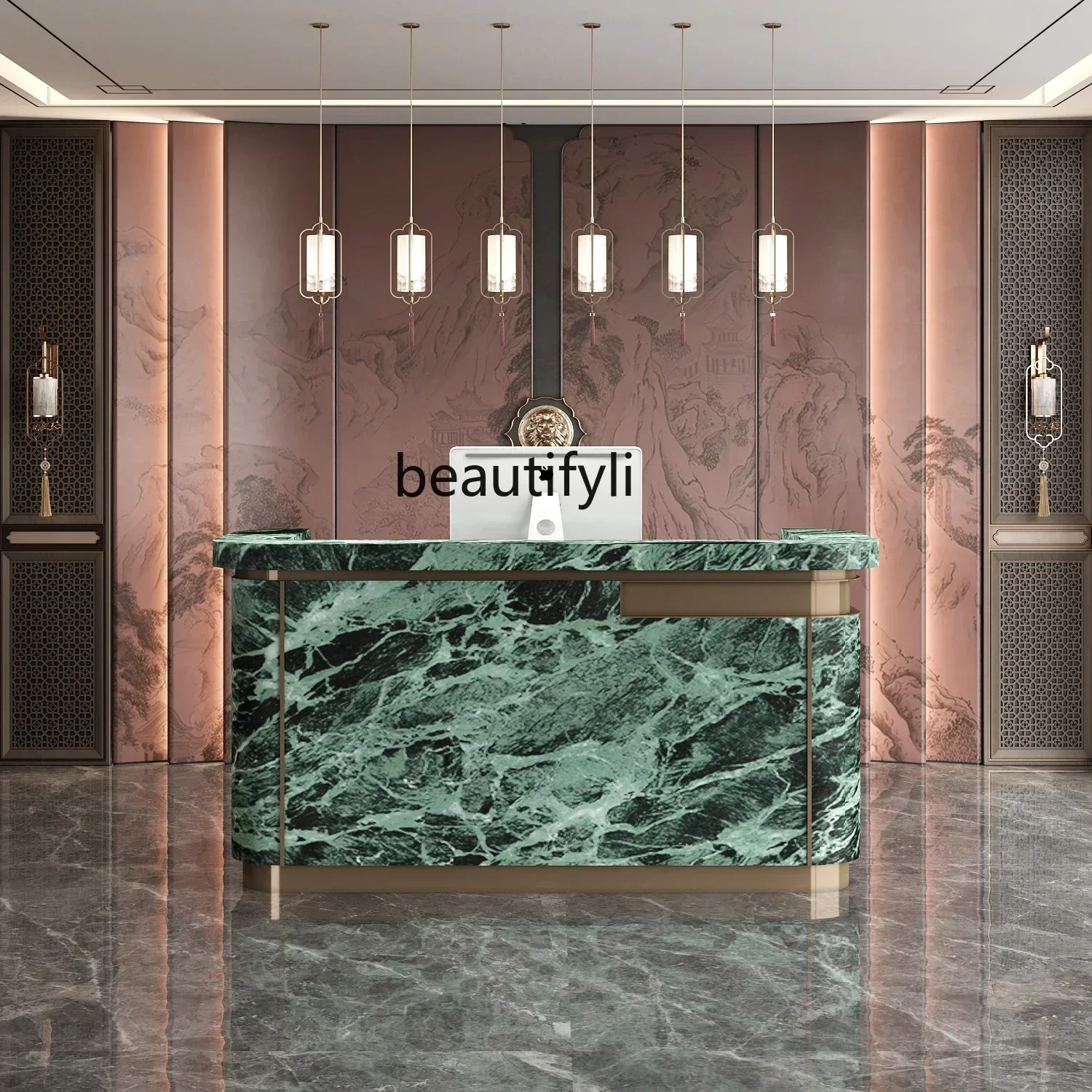 

yj21 Asmt52 Modern stainless steel beauty salon checkout page clothing shop bar coffee shop hotel marble slate front desk