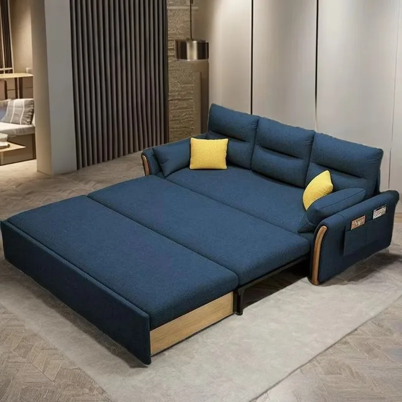 Modern Minimalist Expandable Fabric Upholstered Leisure Sofa Bed Armchair Office Living Room Bedroom Sofa Bed