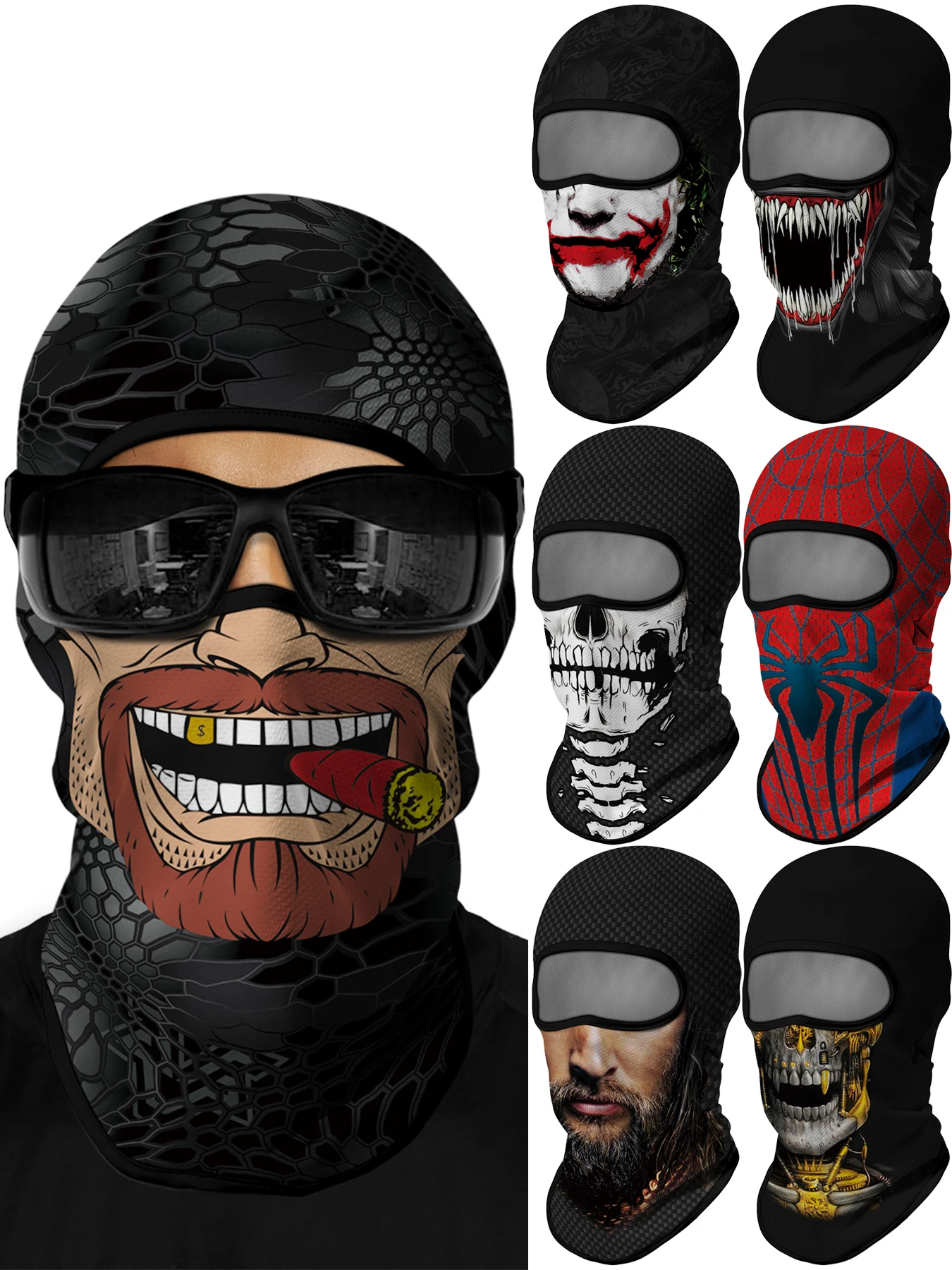 

Cycling Mask Full Face Motorcycle Sun Protection Helmet Lining Summer Breathable, Skull Halloween Men's Head cover Balaclava