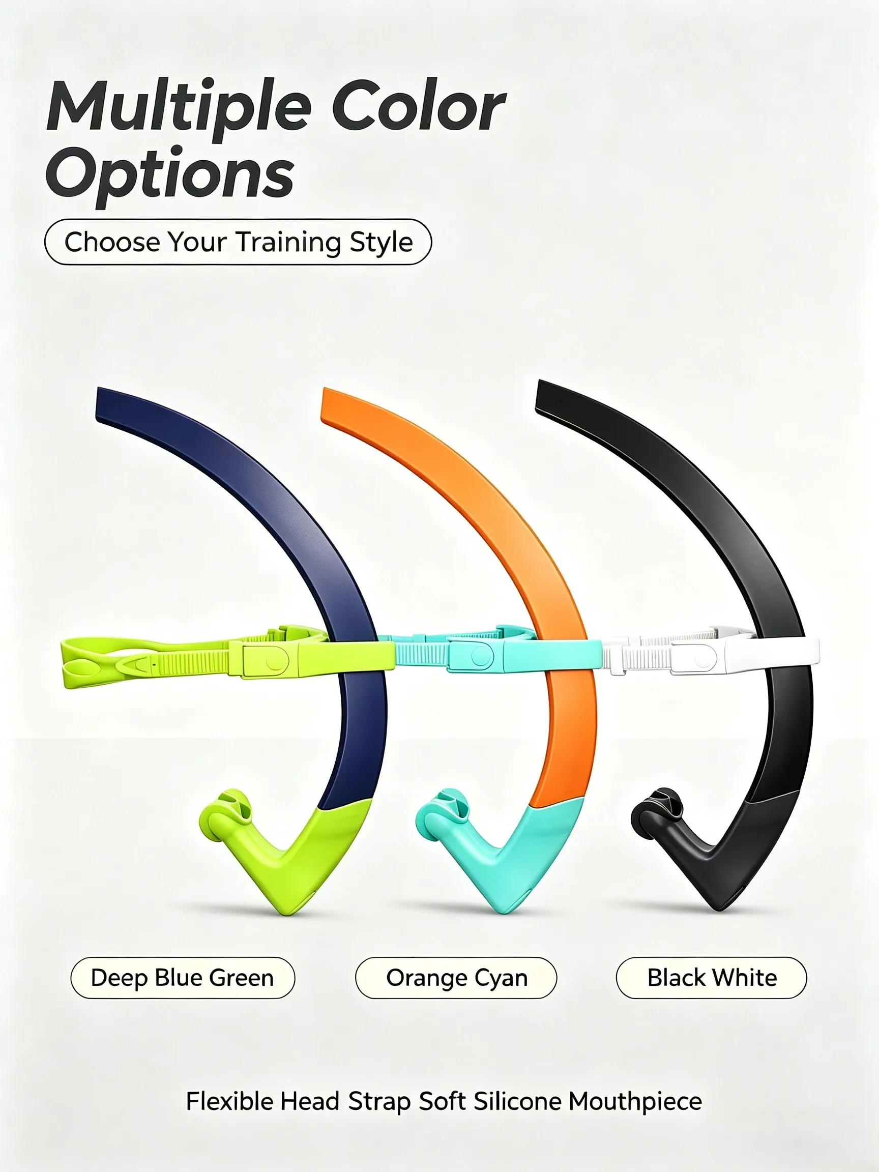Front Mount Swim Snorkel Full Wet Training Snorkel Adjustable Headband Soft Silicone Mouthpiece Comes With Nose Clip and EarPlug