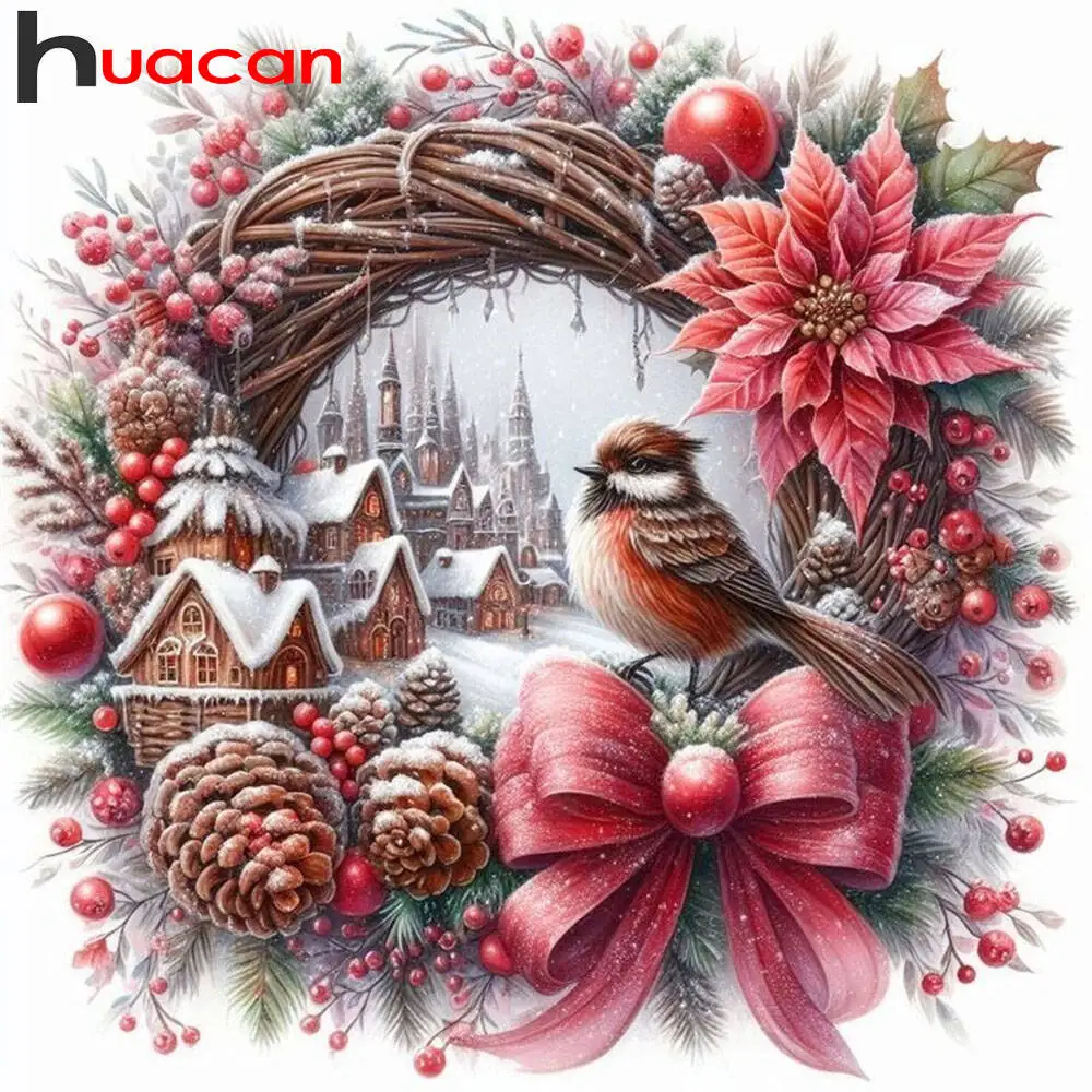 Huacan 2025 مجموعة جديدة لوحات الماس دولفين السماء الماس التطريز البحر الغروب فسيفساء لوحات الديكور الفنية #1