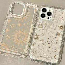 Sun Moon Stars Phone Case For iPhone 16 15 14 13 12 11 Pro Max XS X XR 8 7 Plus SE 2020 Shockproof Transparent Silicone Cover