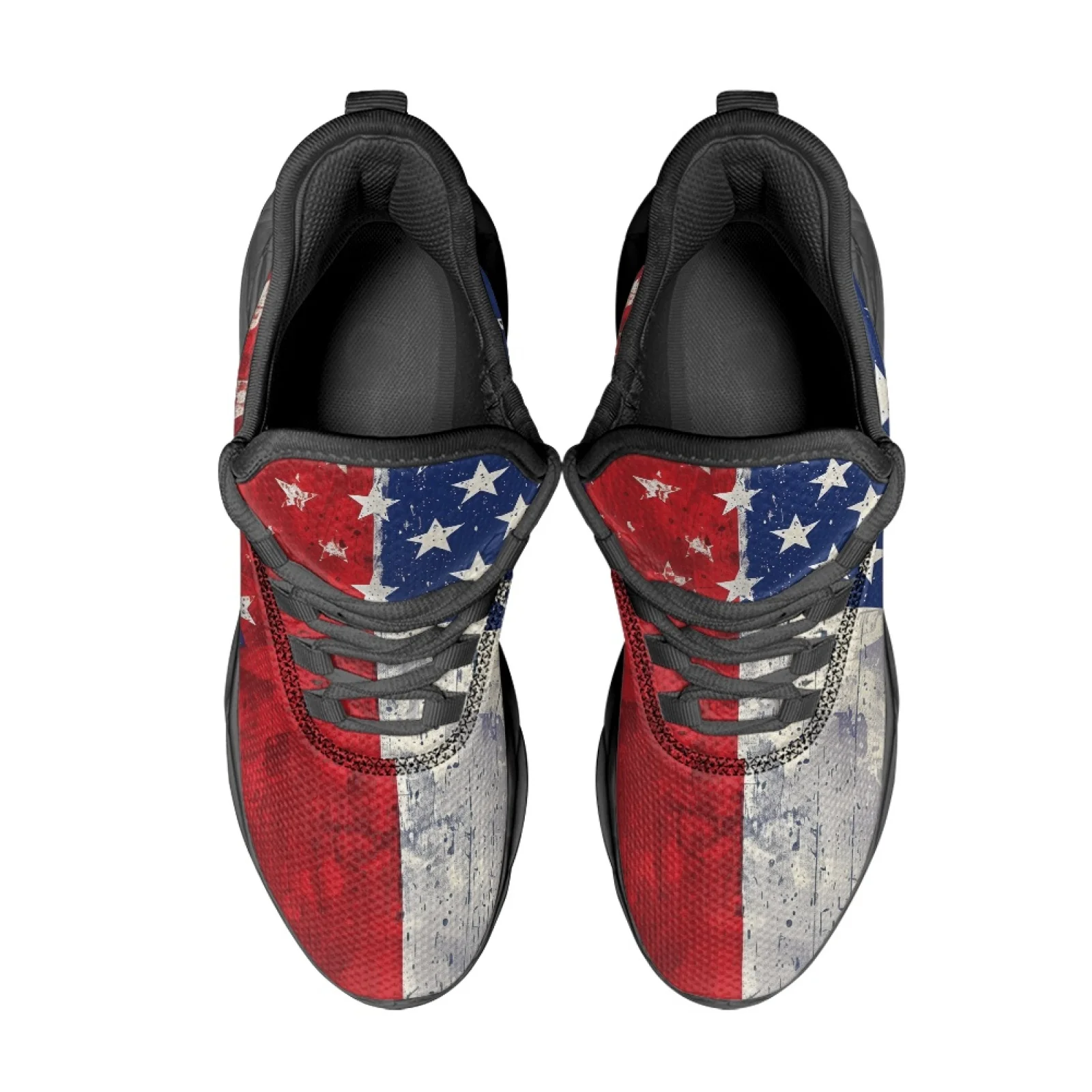 PENSTROLL Distressed US Flag Lightweight Mens Running Sneaker Athletic Shoes for Gym Casual Work Shoes For Men