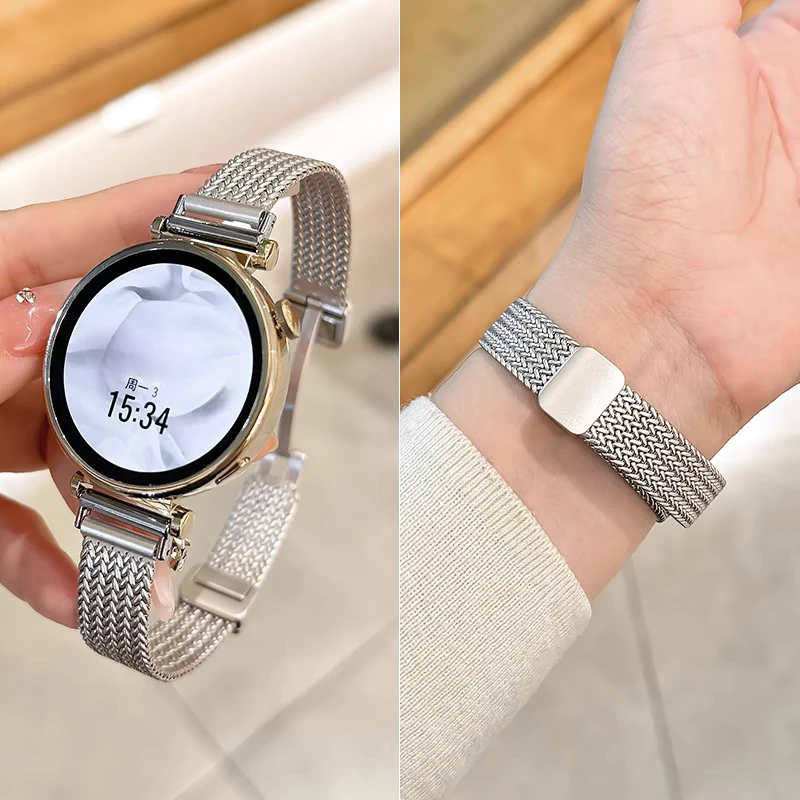 لساعة سامسونج جالاكسي 4 44 40 مللي متر 5pro active2 جير s3 سوار لهواوي ساعة gt2/3 حزام 20 22 مللي متر حزام مغناطيسي معدني فاخر