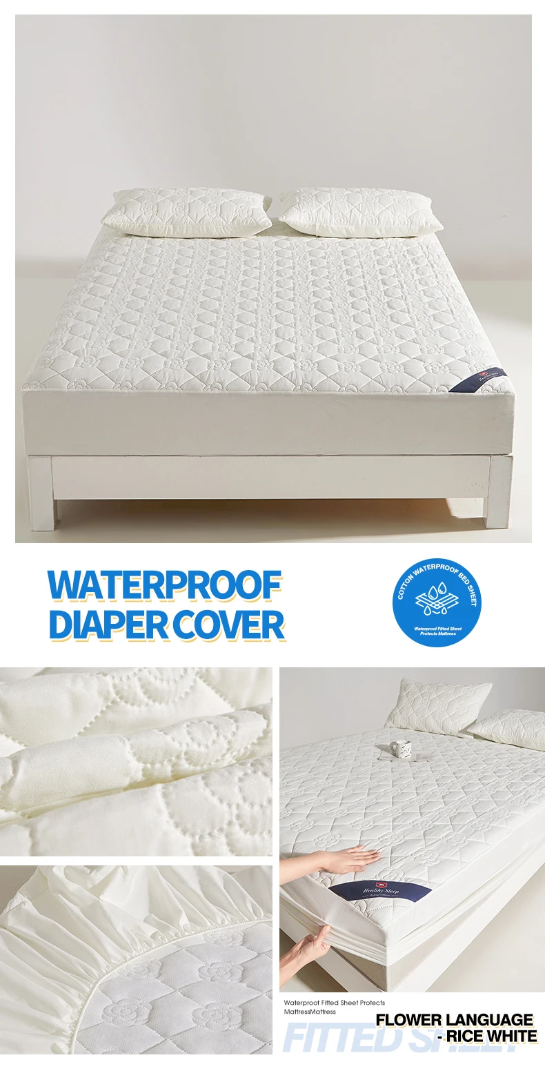 Wasserdichtes Atmungsaktives Gestepptes Spannbettlaken Tiefe Taschen Matratzenschoner Weiche Mikrofaser Elastisch Rutschfest Einzel Doppel Queen King Bett – Detail 24