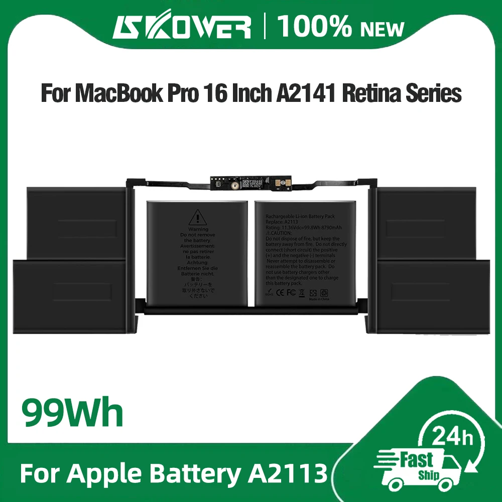 

8790mAh A2113 Laptop Battery for Apple MacBook Pro 16 Inch A2141 Retina 2019 2020 EMC 3347 MVVL2 MVVM2 MVVJ2 MVVK2