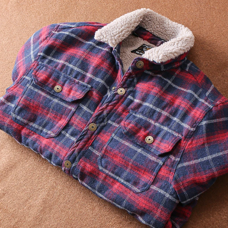 

Мужское зимнее пальто в клетку, утепленное флисом, свободного кроя, теплое, повседневное, с воротником-стойкой, длинными рукавами, на одной пуговице