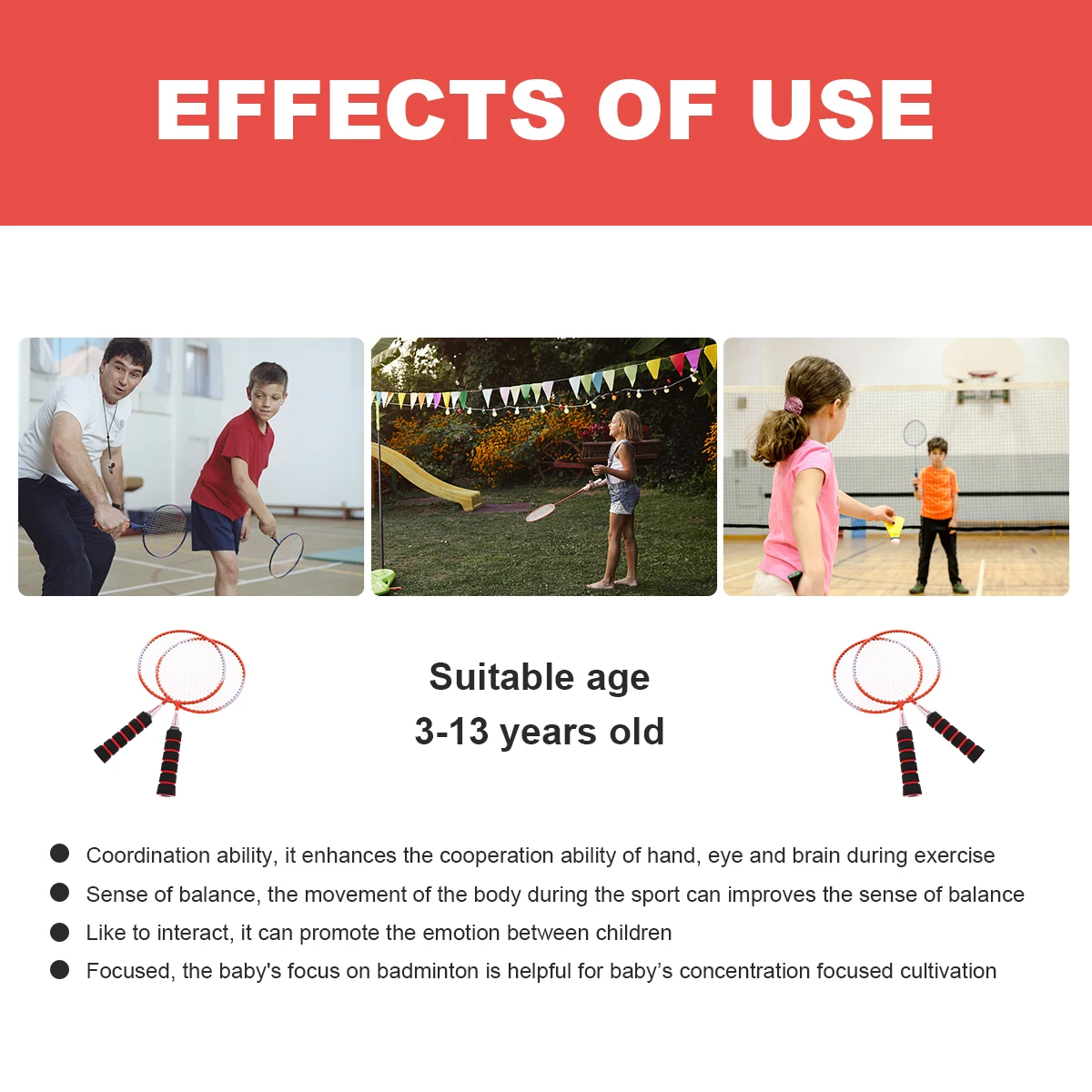 

1 Set Light Weight Sports Gadget Portable Badminton Racket Durable Leisure Toys Funny Badminton Plaything with 2pcs Balls for