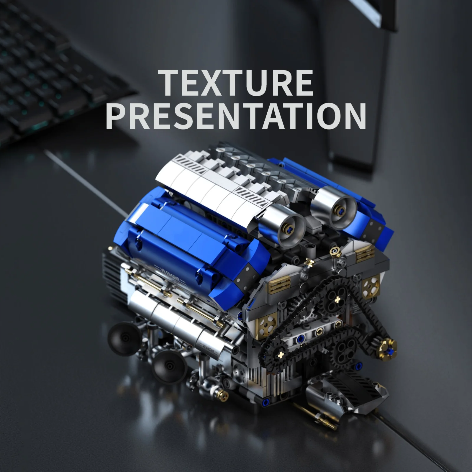 

Конструктор V8 Turbo Engine: Электрическая Модель с Механическими Передачами, Сборная, с Электроприводом, Гальванизированная, Подарок для Взрослых и Детей