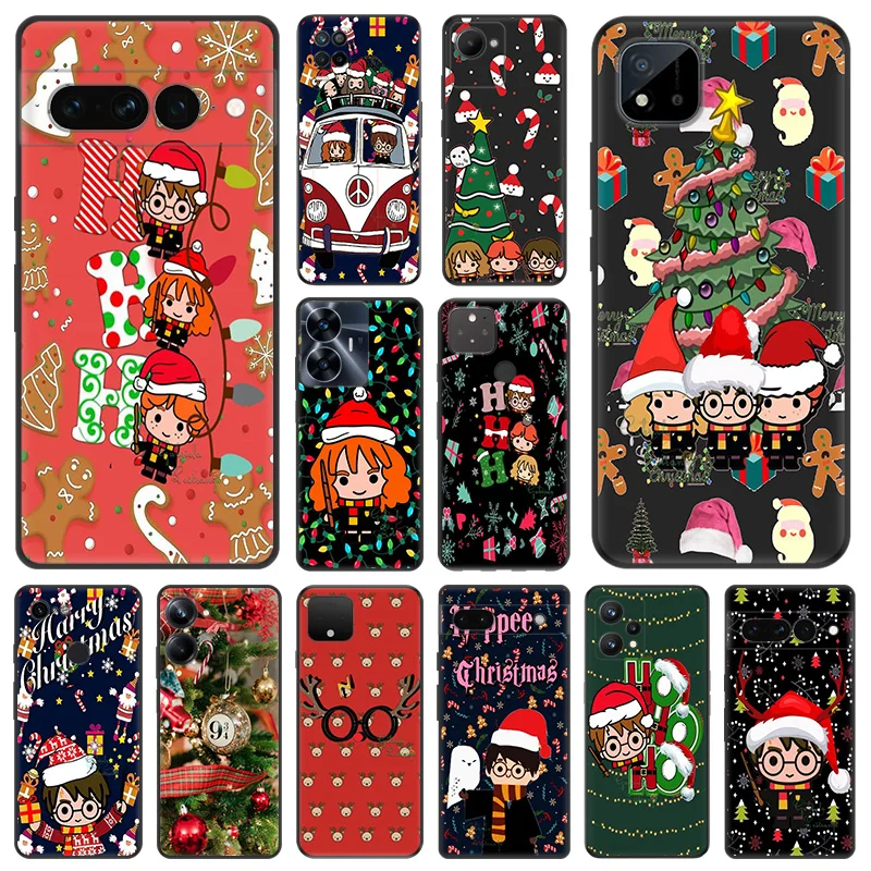 Matte Phone Case for Pixel 8 8a 7 7a 6 6a Moto Edge 20 30 40 Pro OneFusion G200 Harries Wand Potters Christmas Soft Black Cover