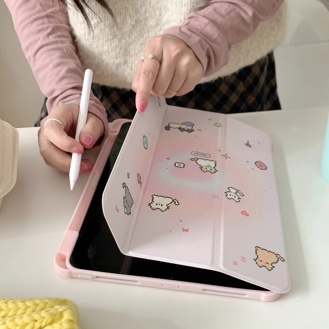 Cute Case for New iPad 10.2 10.9 Pro 11 9.7 10.2 8 9th Air3 pro10.5 iPad Air 5th 4th 10th Generation with Pencil Slot Stand Case