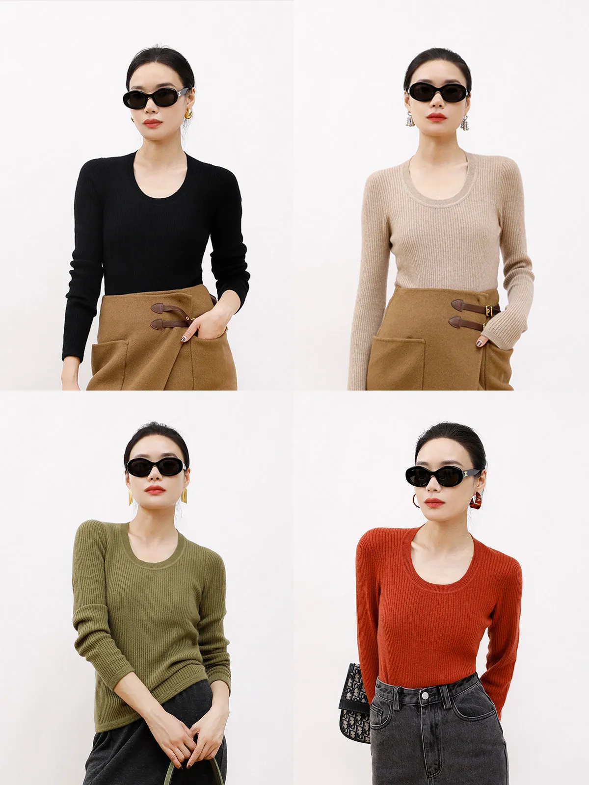 

Женский вязаный свитер LemonChen Thiened Fce Camere Sister Sle Slim Fit Scoop Ne, разноцветный, осень 2023