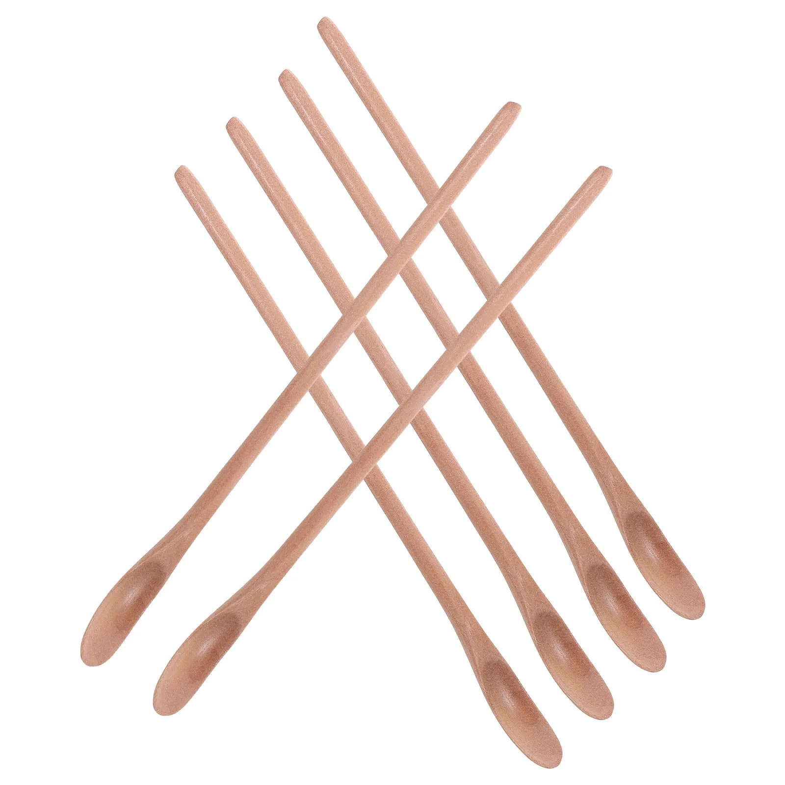 

6pcs Long Handle Wood Spoon For Coffee Tea Honey Mixing Stirring Kitchen Utensils Mini Wooden Dessert Spoons Serving Tools