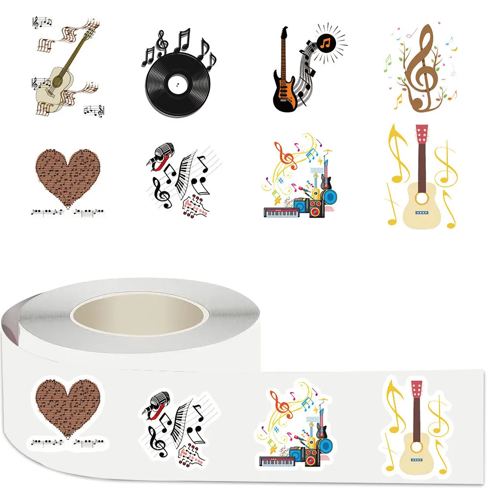 Cartoon Vinyl Record Series Roll Stickers (500 Pcs/Roll) PVC Decor for Handmade Crafts Device Embellishment LanLanStickersWorld