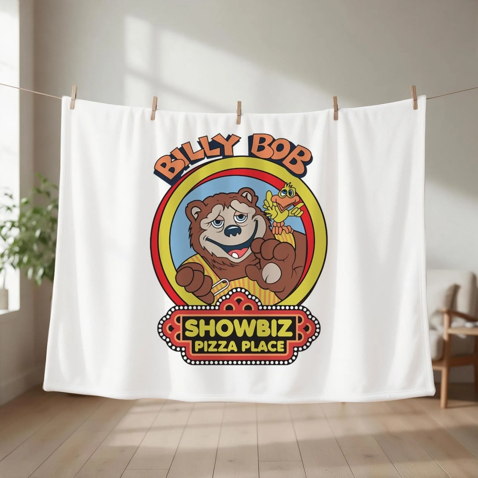 Showbiz Pizza Billy Bob Throw Blanket couch cozy soft plush fuzzy picnic outdoor blanket