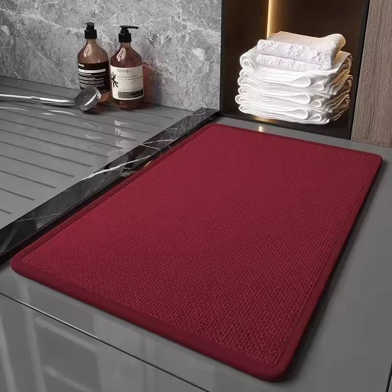 8mm Quick Dry Braided Standing Rug Bathroom Door Mat Water Absorbent Shower Non-slip Bath Mat