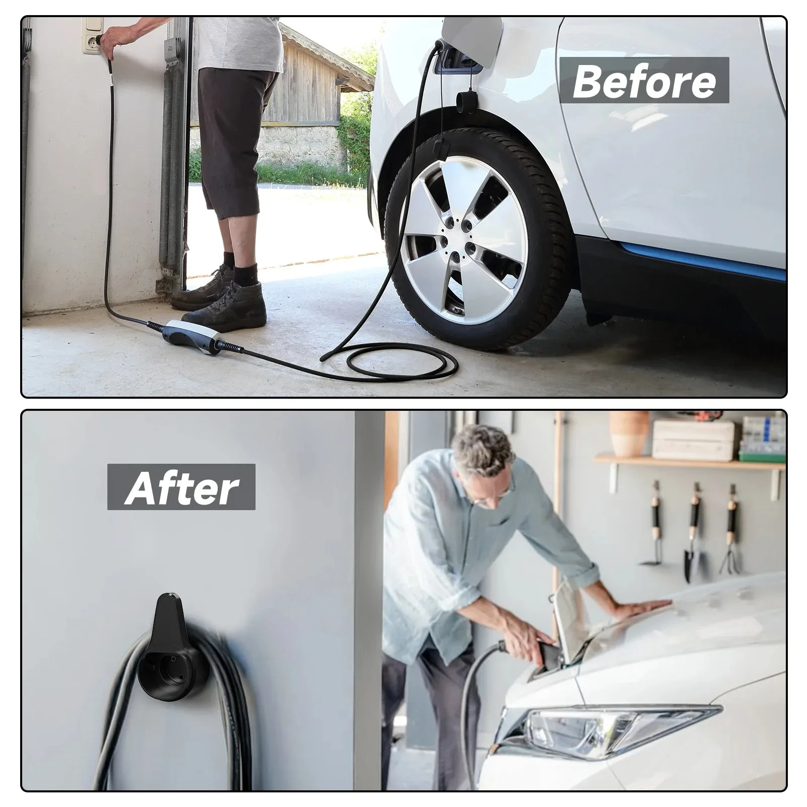 Electric Vehicle Type 2 Type 1 GB/T Charger Plug Holder EV IEC 62196-2 Charging Organizer Cable Plug Wall Mount Wallbox Socket