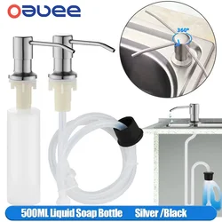 Distributeur de liquide pour évier de cuisine Regina, design intégré, bouteille avec tête en acier inoxydable, presse à main, 500ml