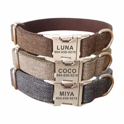 Collar de perro personalizado, collares para mascotas personalizados, grabado gratis, etiqueta de nombre de identificación, accesorio para mascotas, traje grueso, Collar de fibra para cachorro