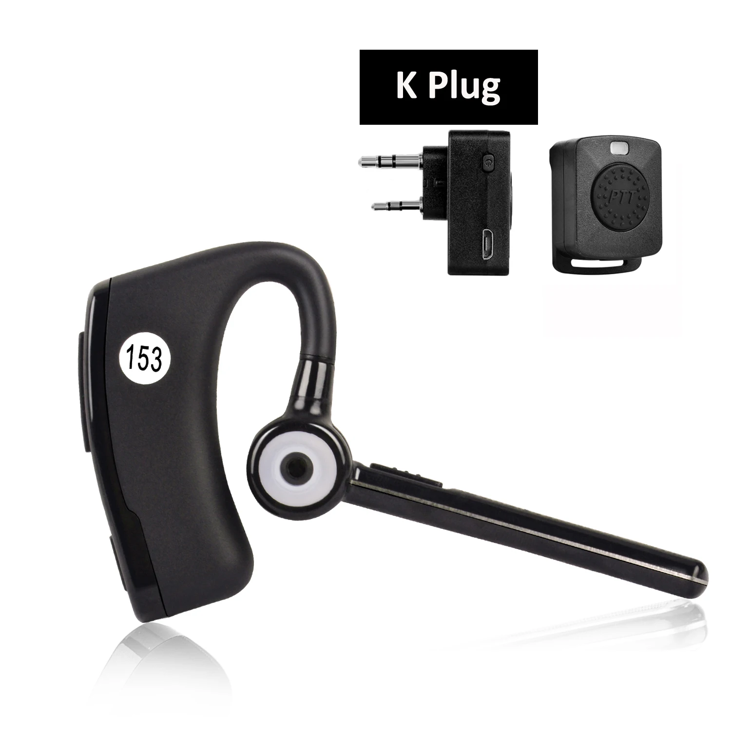 Walkie Talkie Headset PTT Wireless Bluetooth Earphone for Baofeng Two way Radio