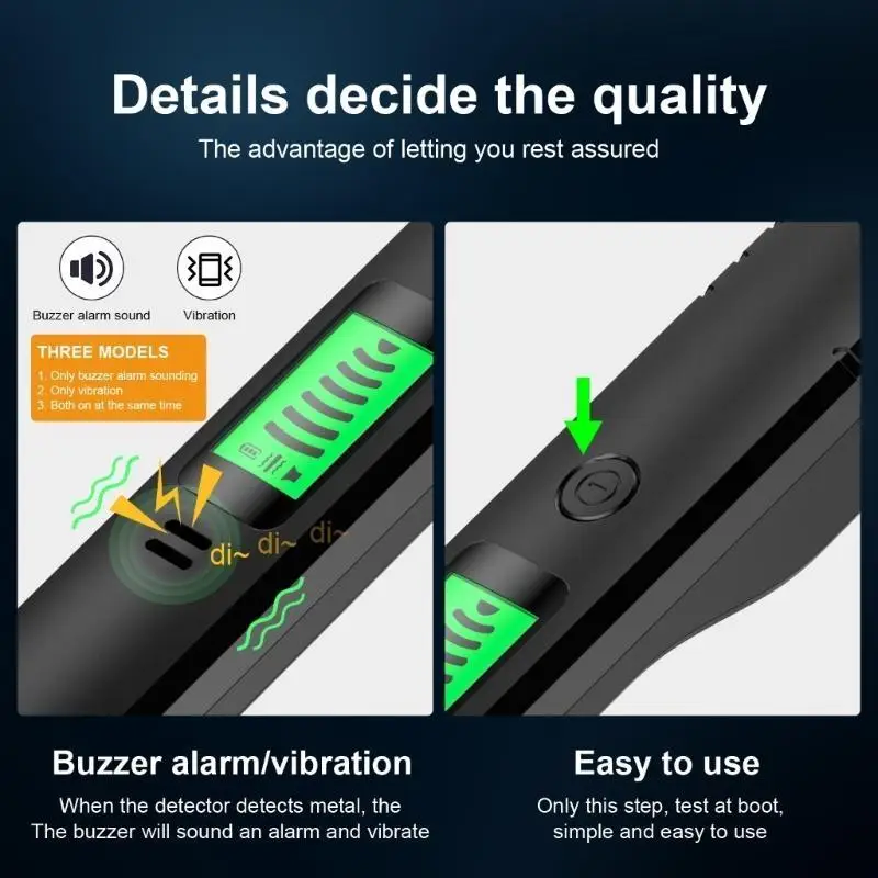 652F Metal Detecting Device Reliable Metal Detectors Sound Vibration Warning Durable