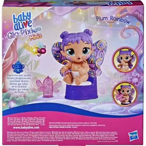 Baby Alive GloPixies Tiny Fairy Baby Plum Rainbow. Colorful Fun and Surprise. Glow In Dark Patterns