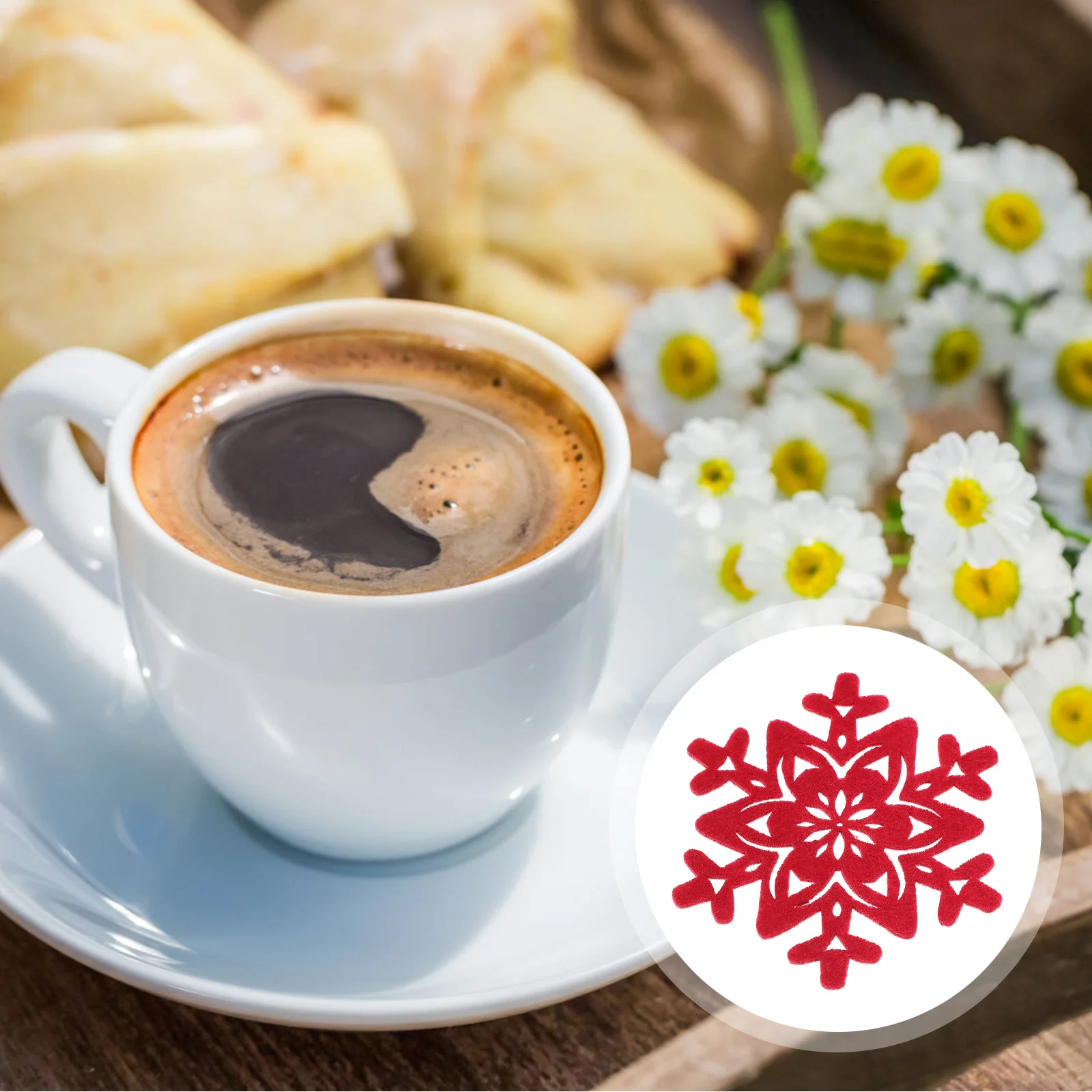 

Heat Resistant Table Mats Felt Coasters Cup for Drinks Coffee Green Flower Insulation Pads