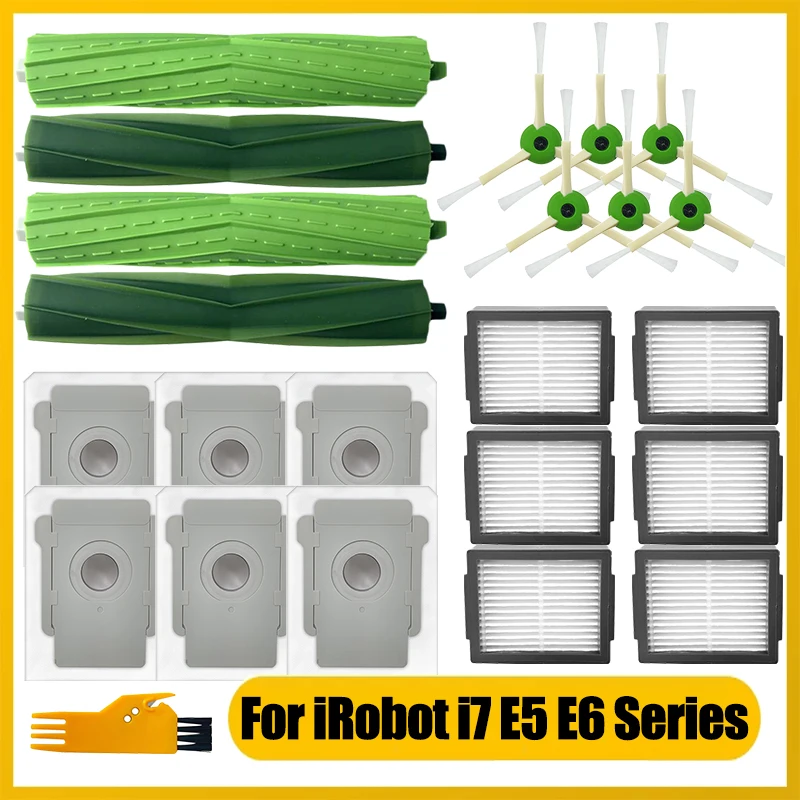 بديل لآي روبوت رومبا i7 ، E5 ، سلسلة E6 ، روبوت المكنسة الكهربائية ، فلتر Hepa ، كيس الغبار ، فرشاة جانبية ، فرشاة الأسطوانة الرئيسية ، قطع الغيار
