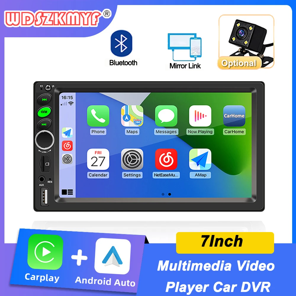 Multimedialny odtwarzacz samochodowy MP5 7 Cal Radio 2 Din Bluetooth5.1 odbiornik Stereo Carplay Android Auto samochodowe Assecories