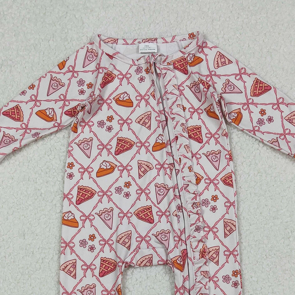 9.16 رومبير للأطفال بأكمام طويلة مع نمط عقدة على شكل فراشة وزهرة الكيك وسحاب للرضع