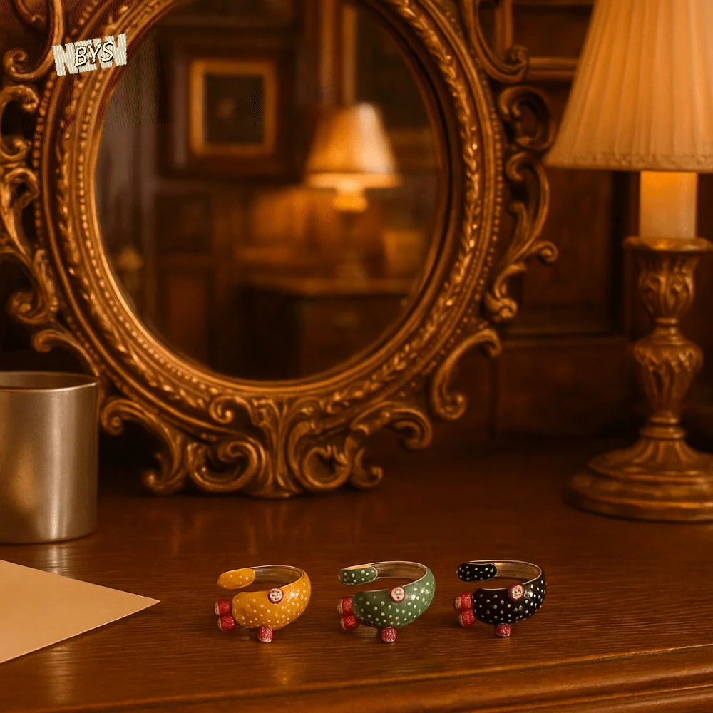 لطيف نازف النفط الصبار بالتنقيط النفط الدائري الكورية نمط مجوهرات اكسسوارات اللوحة حلقة سبيكة هندسية المينا الدائري صديق #1