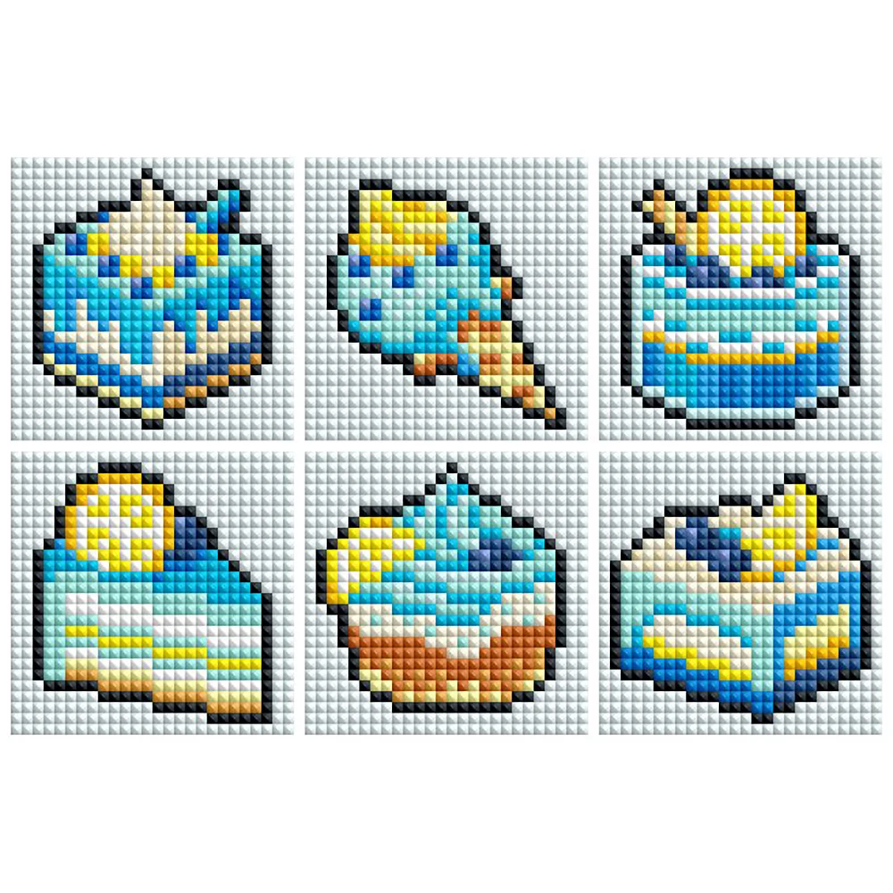 Minigem ® Kit de Pintura de Diamantes 5D DIY con Diseño de Postres de Limón y Sal Marina, 6.4 cm × 6.4 cm - Set de Mosaico de 6 Mini Postres Dulces