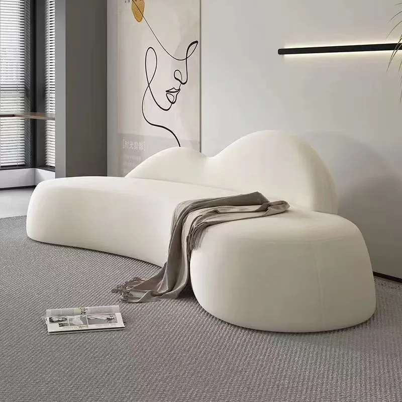 for Light Luxury Fabric High End Sofa Small Apartment Cream Style Semi Circular Arc Special Shaped Art Internet Celebrity