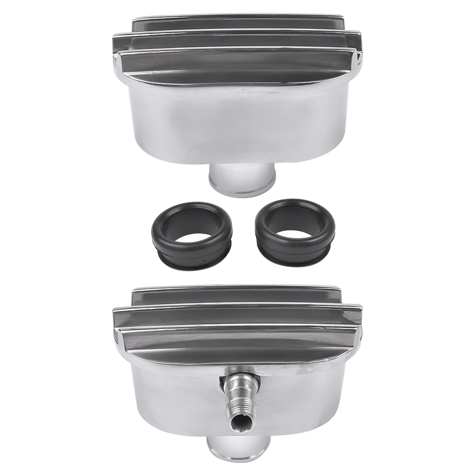AP02 New Polished Aluminum Finned Oval Air PCV Breather Combo Valve Cover Nostalgia