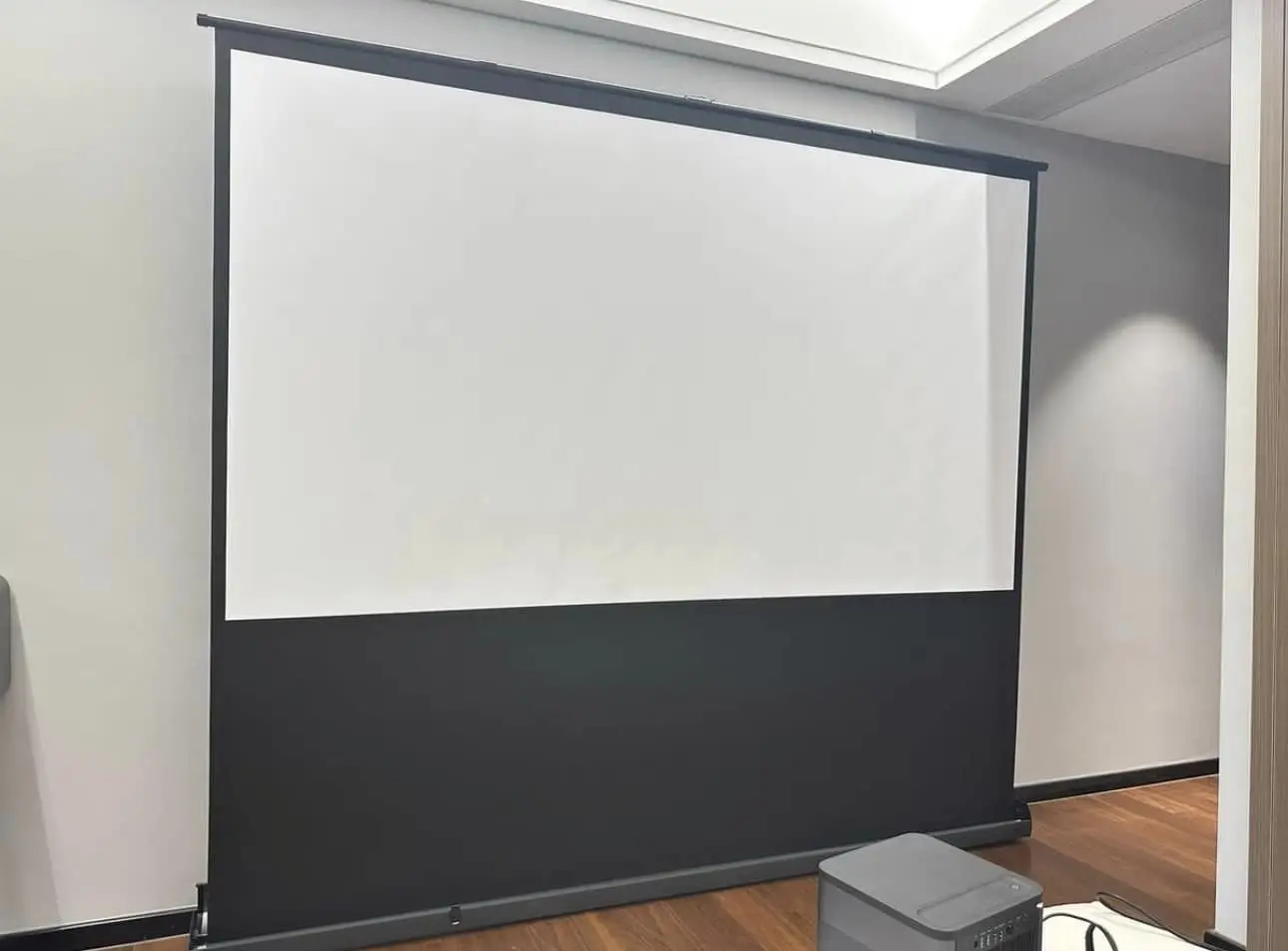 2026Factory High Quality Floor Standing Projection Screen 100 Inch Pull up Projector Screen with Stand Portable Aluminum casepro