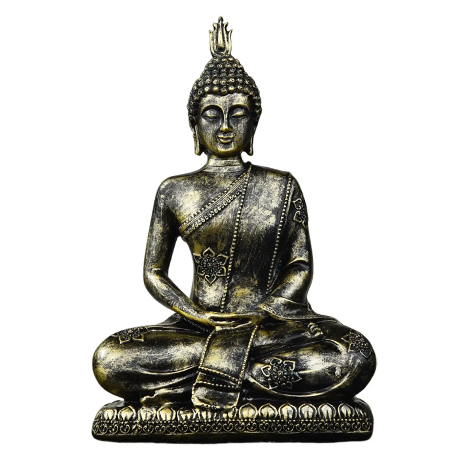 Sitting Buddha Statue Tabletop Ornament, Home Decor Decorative, Buddha Sculpture Resin Figurine for Cabinet Living Room