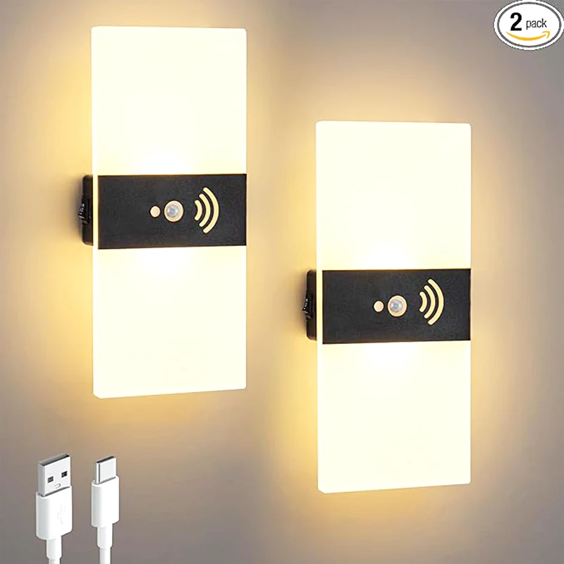 

2PCS Motion Sensor wall light LED Magnetic Wall Lights USB Rechargeable Battery Wall Lamp Decor Indoor Wall Lighting Fixture